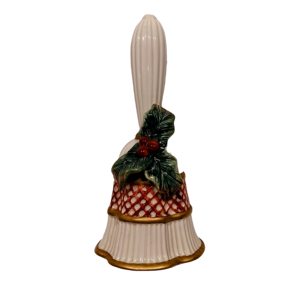 FITZ AND FLOYD Essentials Holly Berry Christmas Holiday bell no box perfect cond - Picture 5 of 6